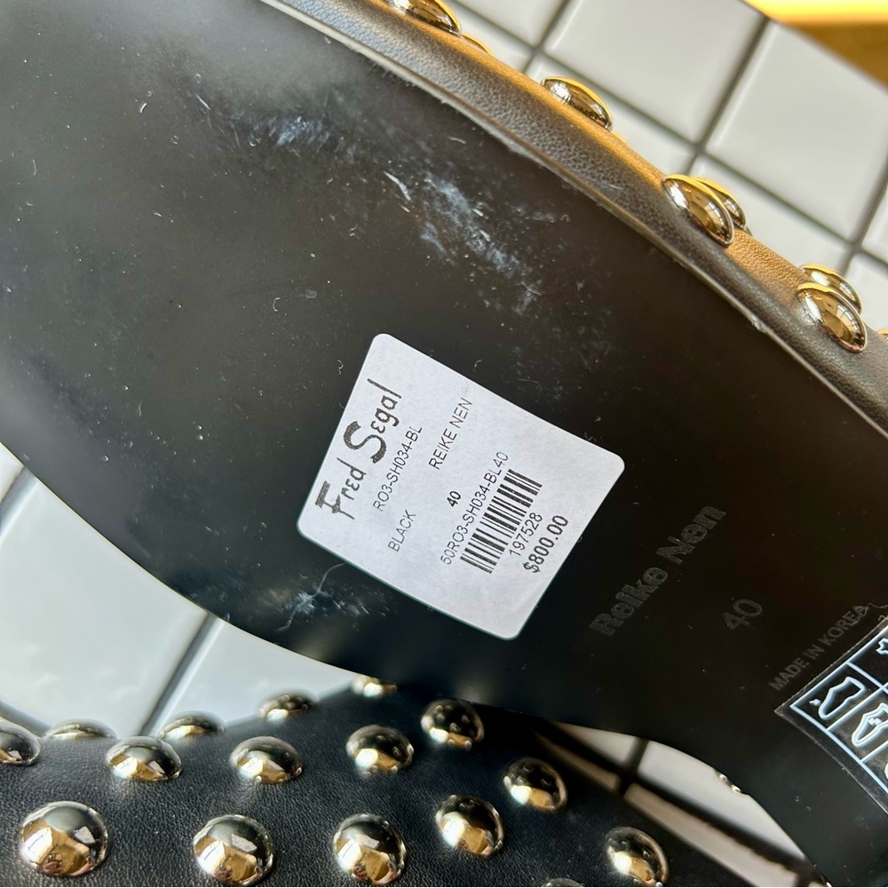 Reike Nen Black Silver Studded Leather Clogs, Sz EU 40 / US 10 new without box - Picture 6 of 7